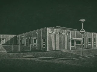 Chalkboard-illustration av GLÖMSTA FÖRSKOLA, Huddinge