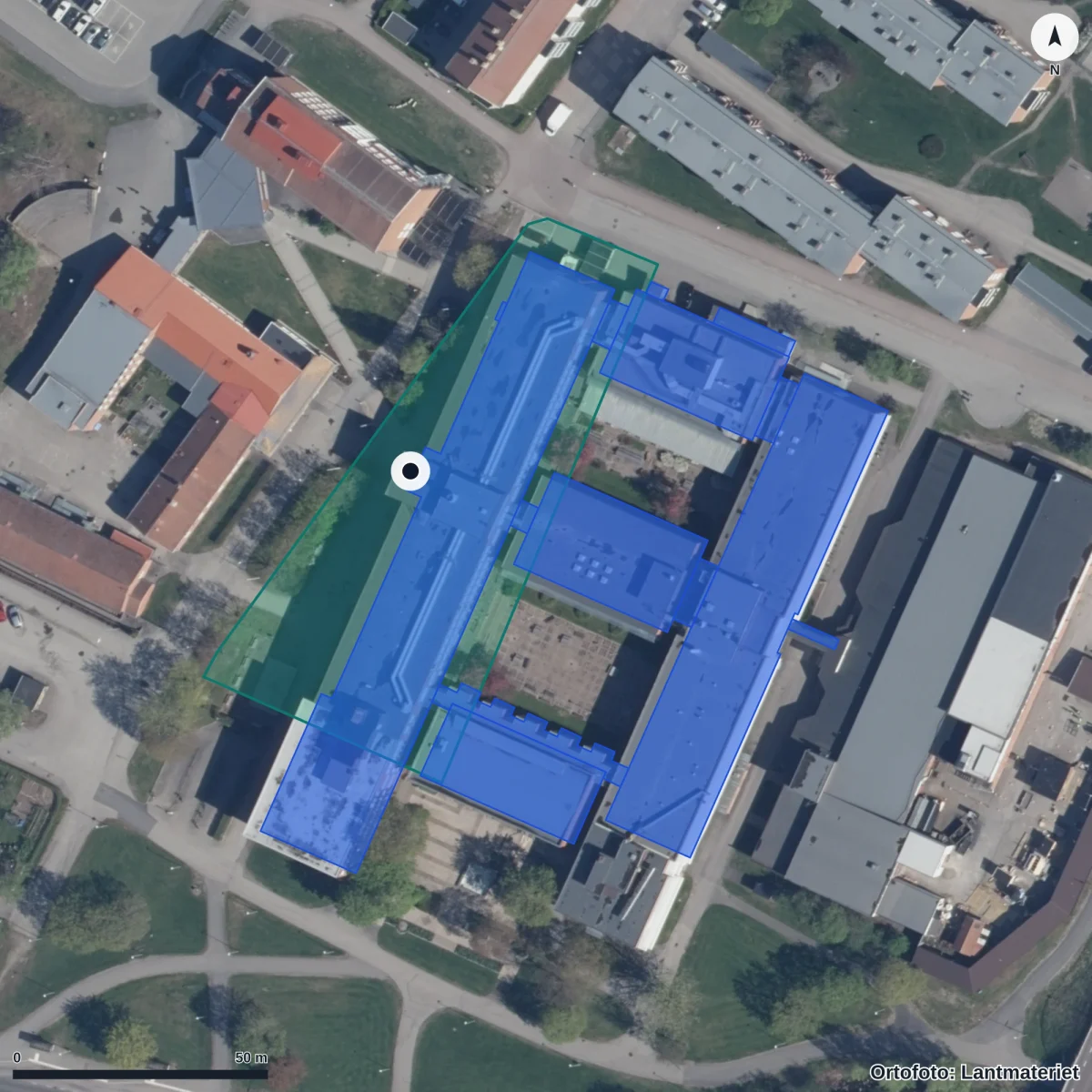 Aerial view of CFL Bollnäs, orthophoto from Lantmäteriet