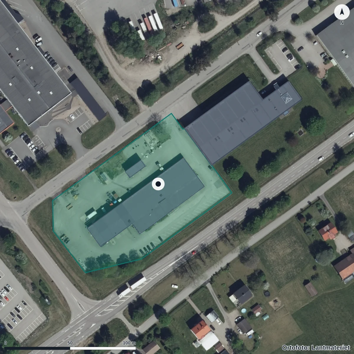 Aerial view of Bergslenagymnasiet, orthophoto from Lantmäteriet