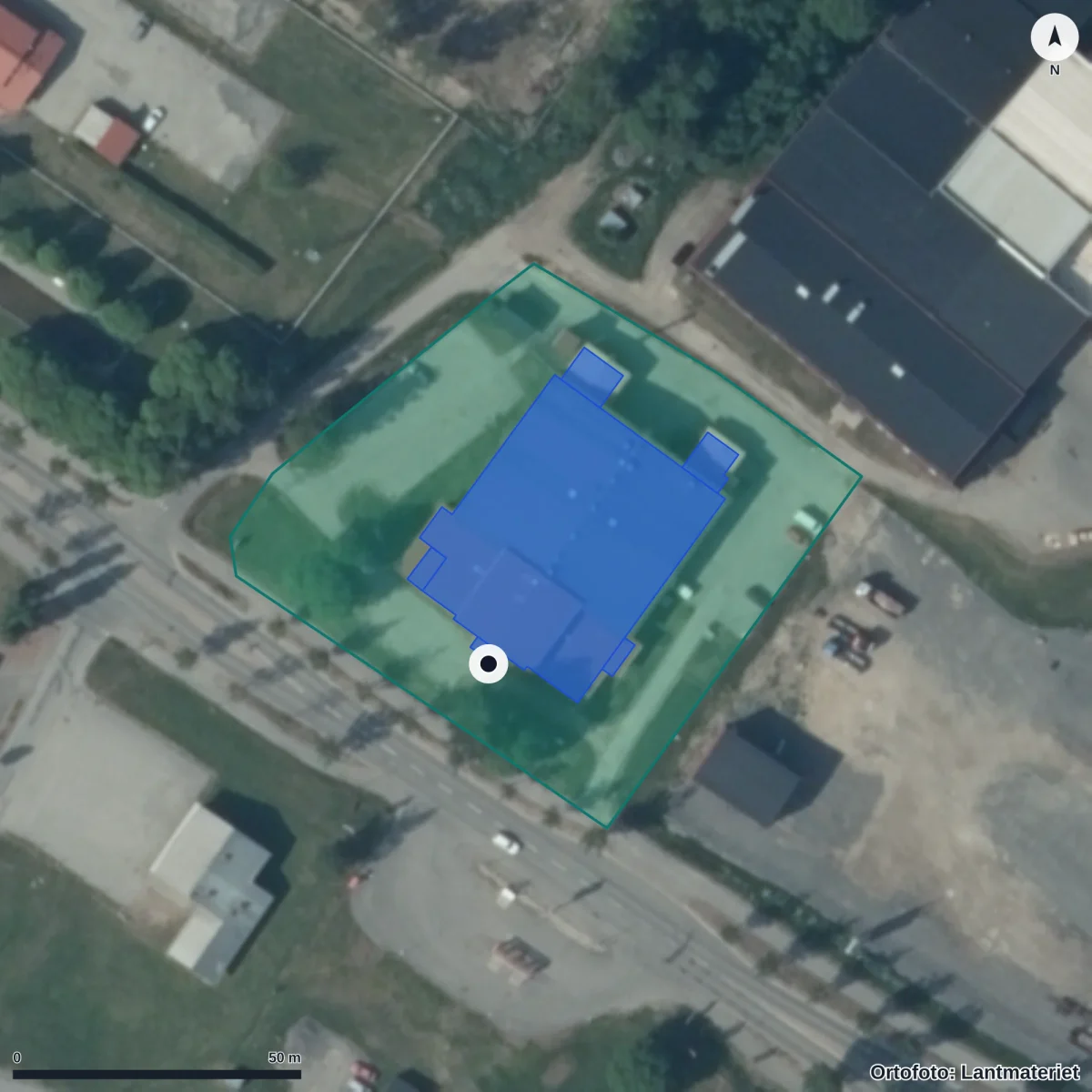 Aerial view of Jämtlands Gymnasium Bispgården, orthophoto from Lantmäteriet