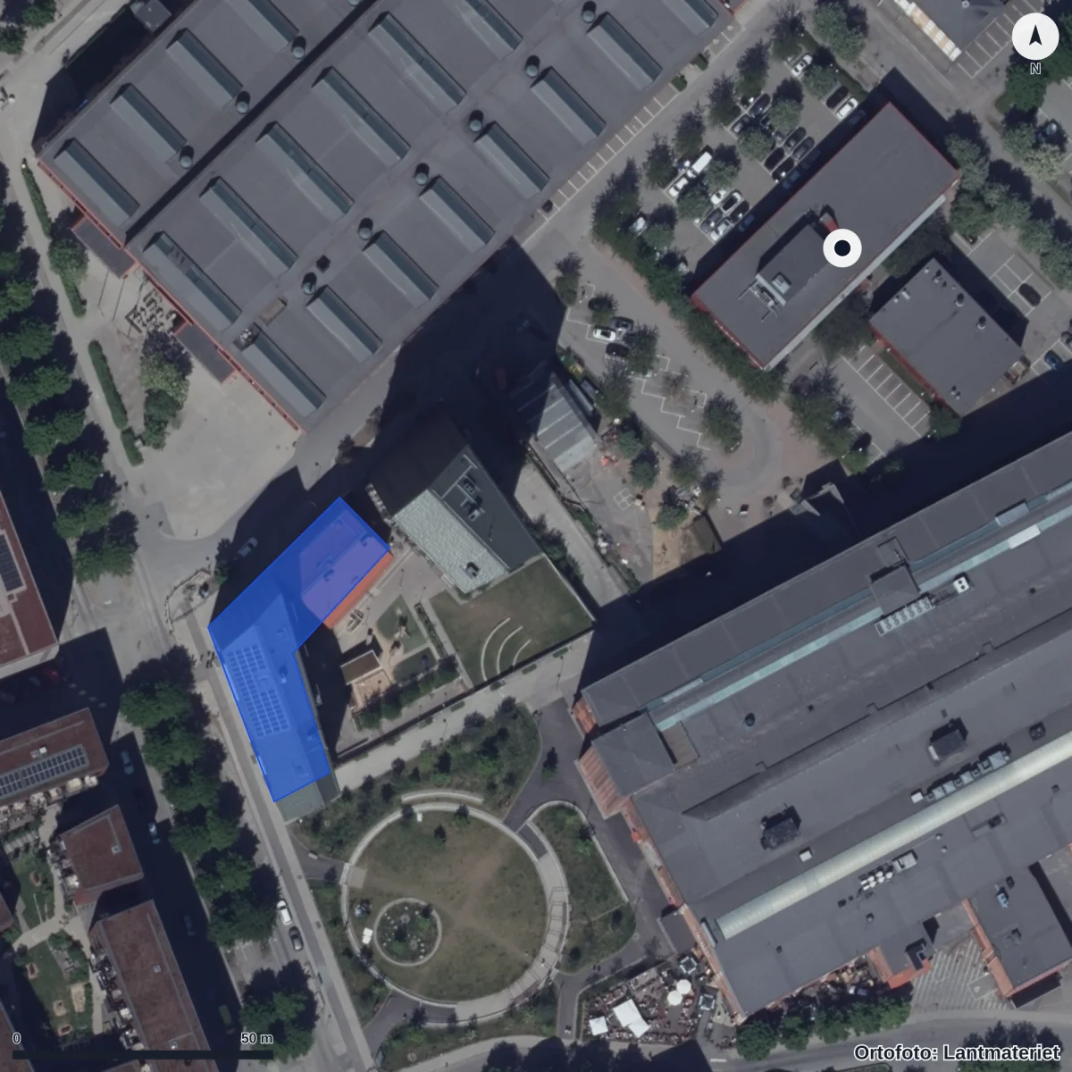 Flygbild över Cuben, ortofoto från Lantmäteriet