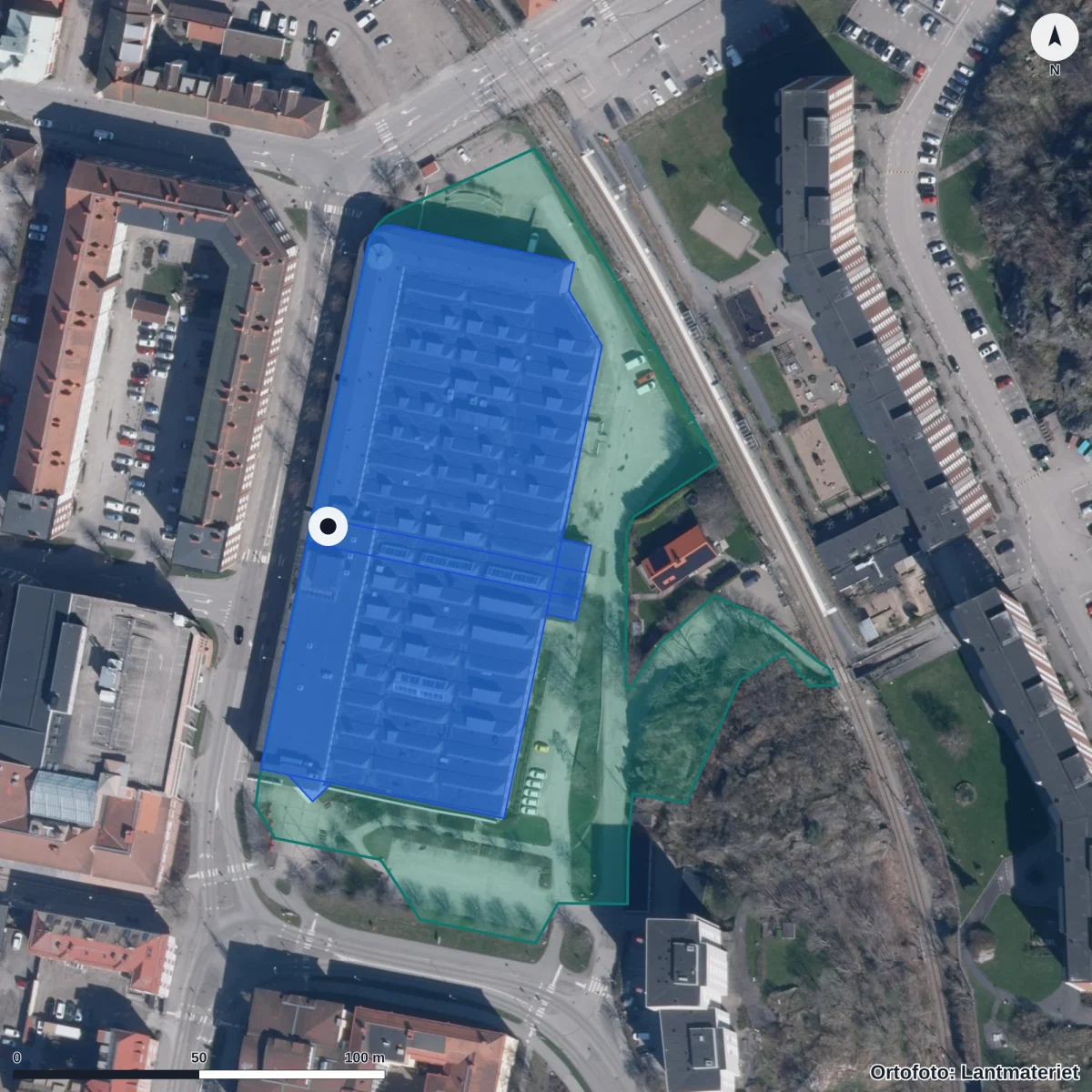 Aerial view of Uddevalla Gymnasieskola, orthophoto from Lantmäteriet