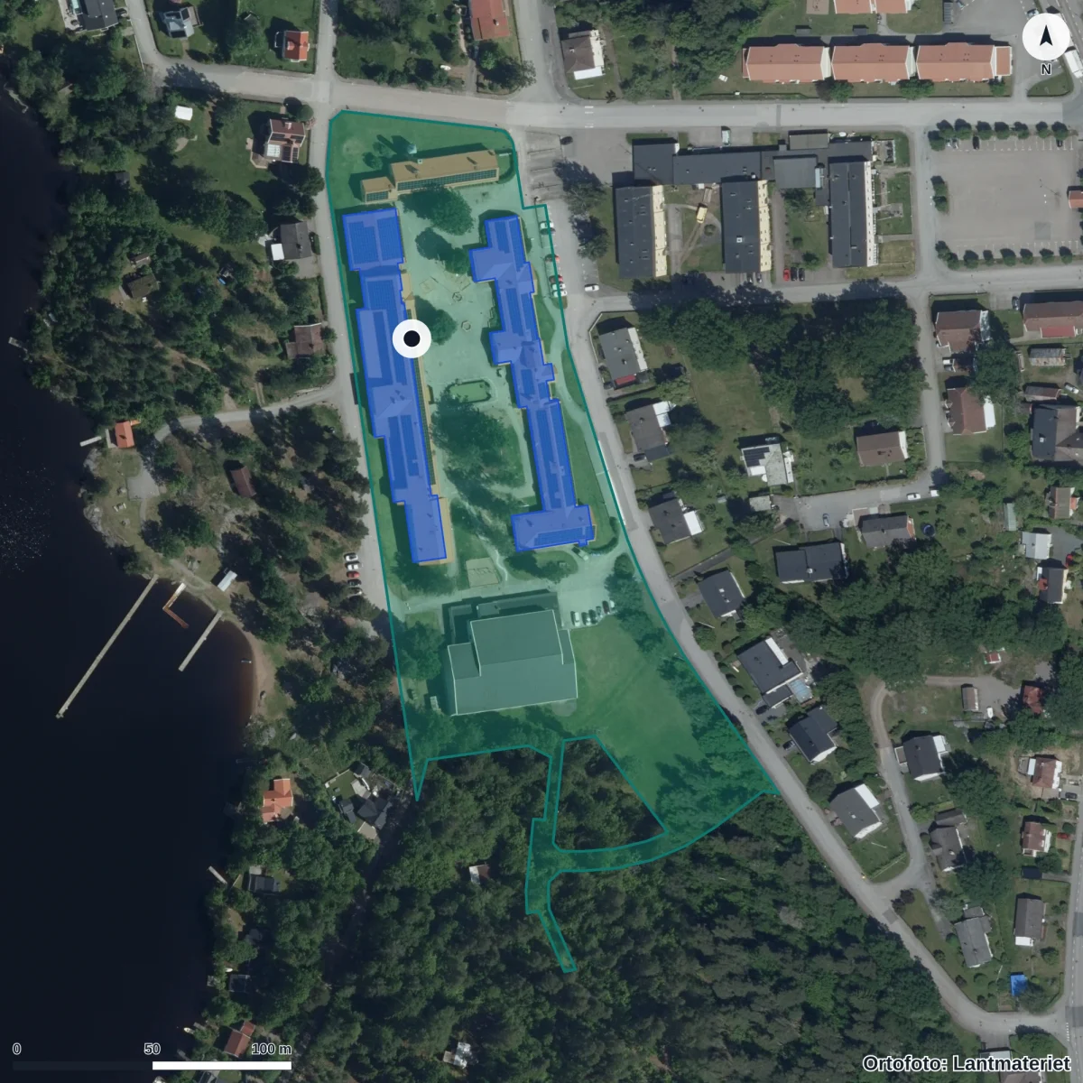 Flygbild över Prolympia, ortofoto från Lantmäteriet