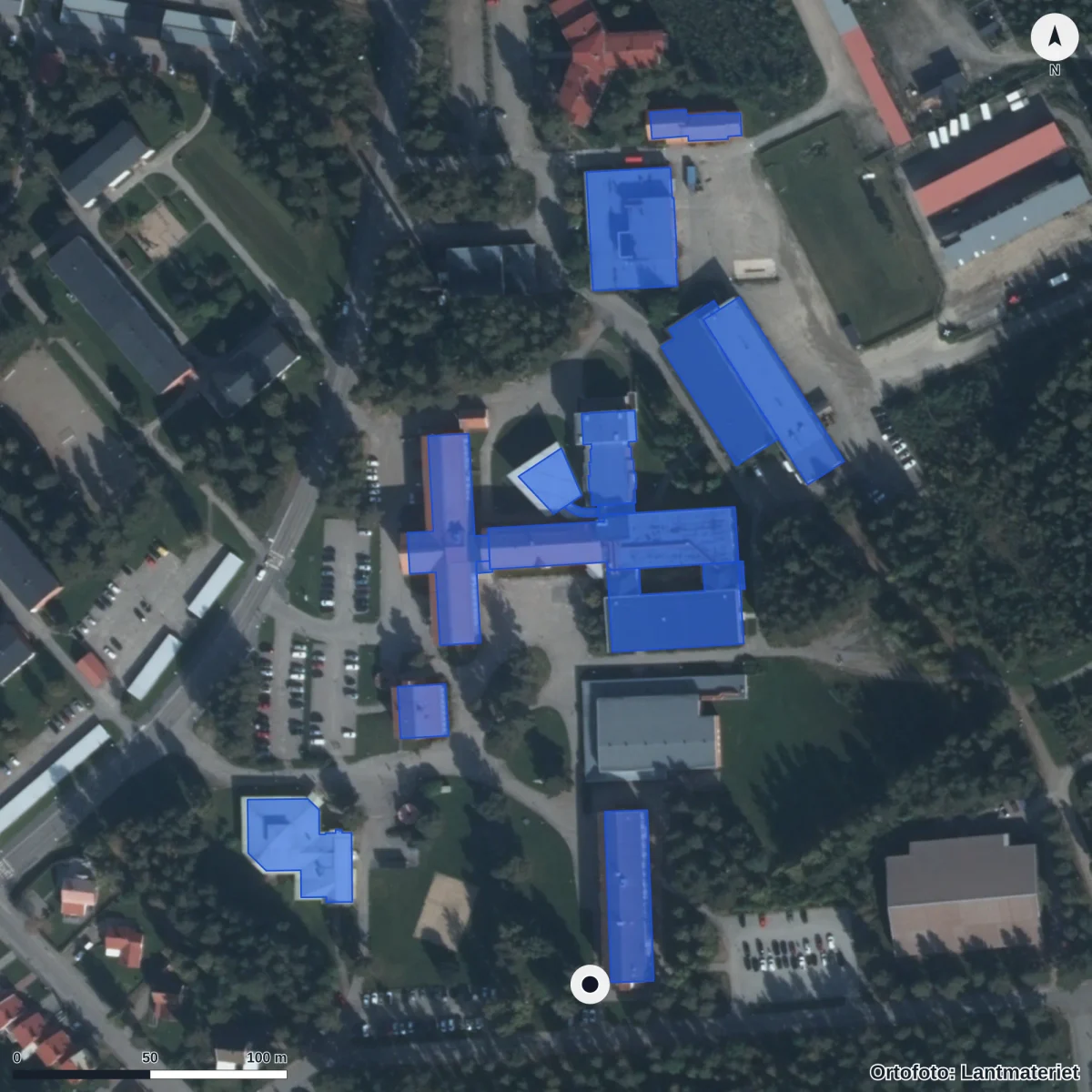 Aerial view of Utvecklingscentrum, orthophoto from Lantmäteriet