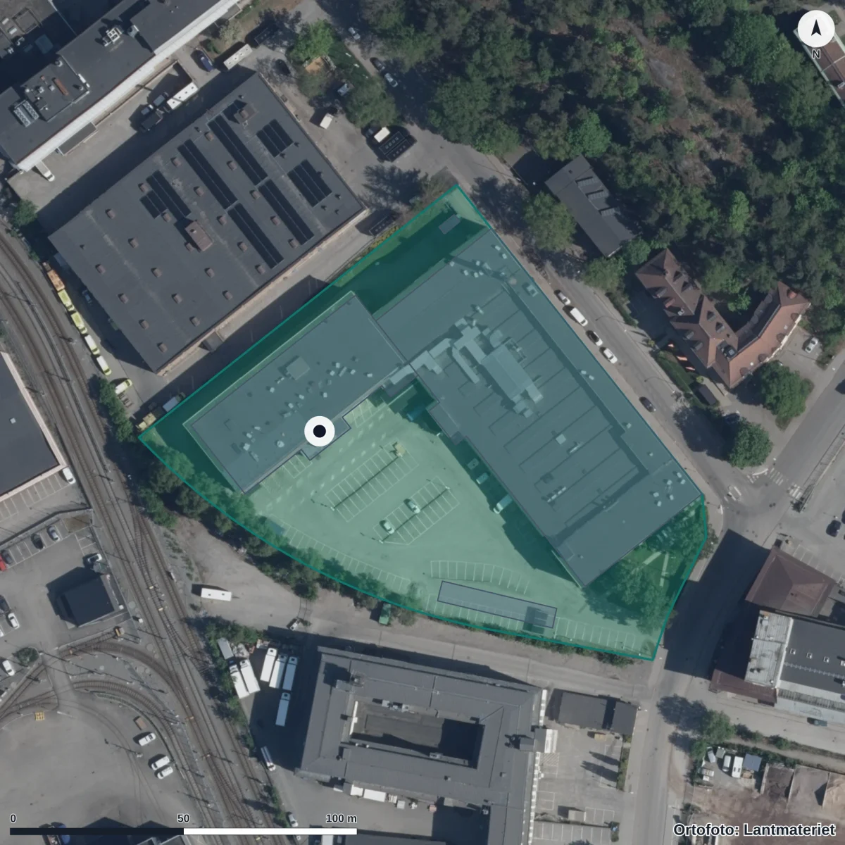 Aerial view of Praktiska Gymnasiet Bromma, orthophoto from Lantmäteriet