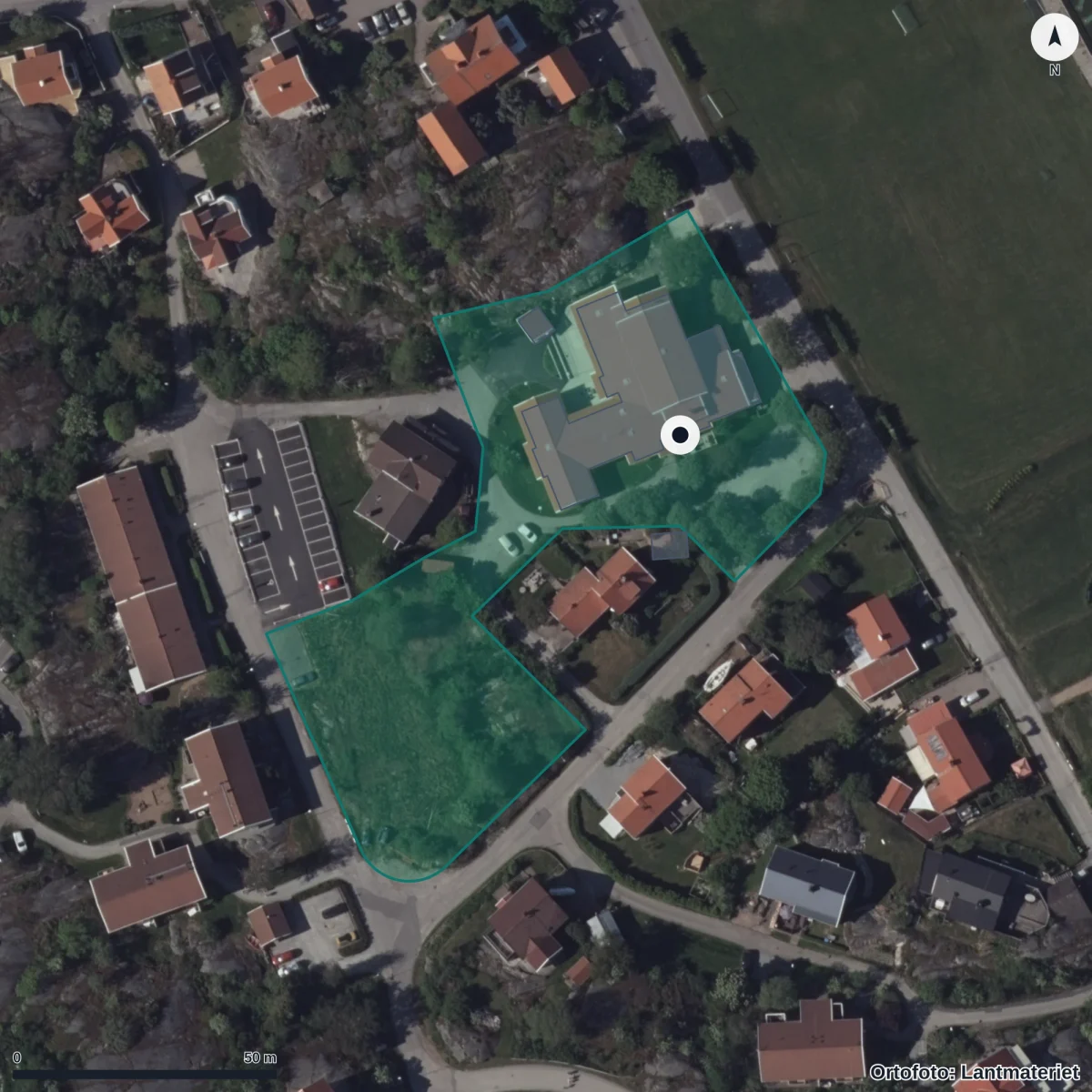 Aerial view of Änggården, orthophoto from Lantmäteriet