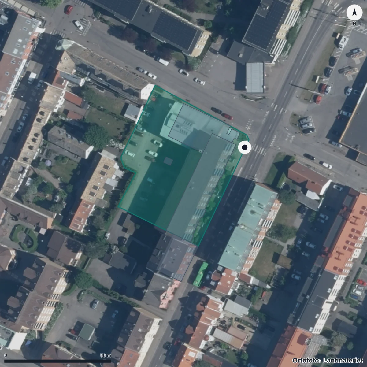 Aerial view of Vuxenutbildningen, orthophoto from Lantmäteriet
