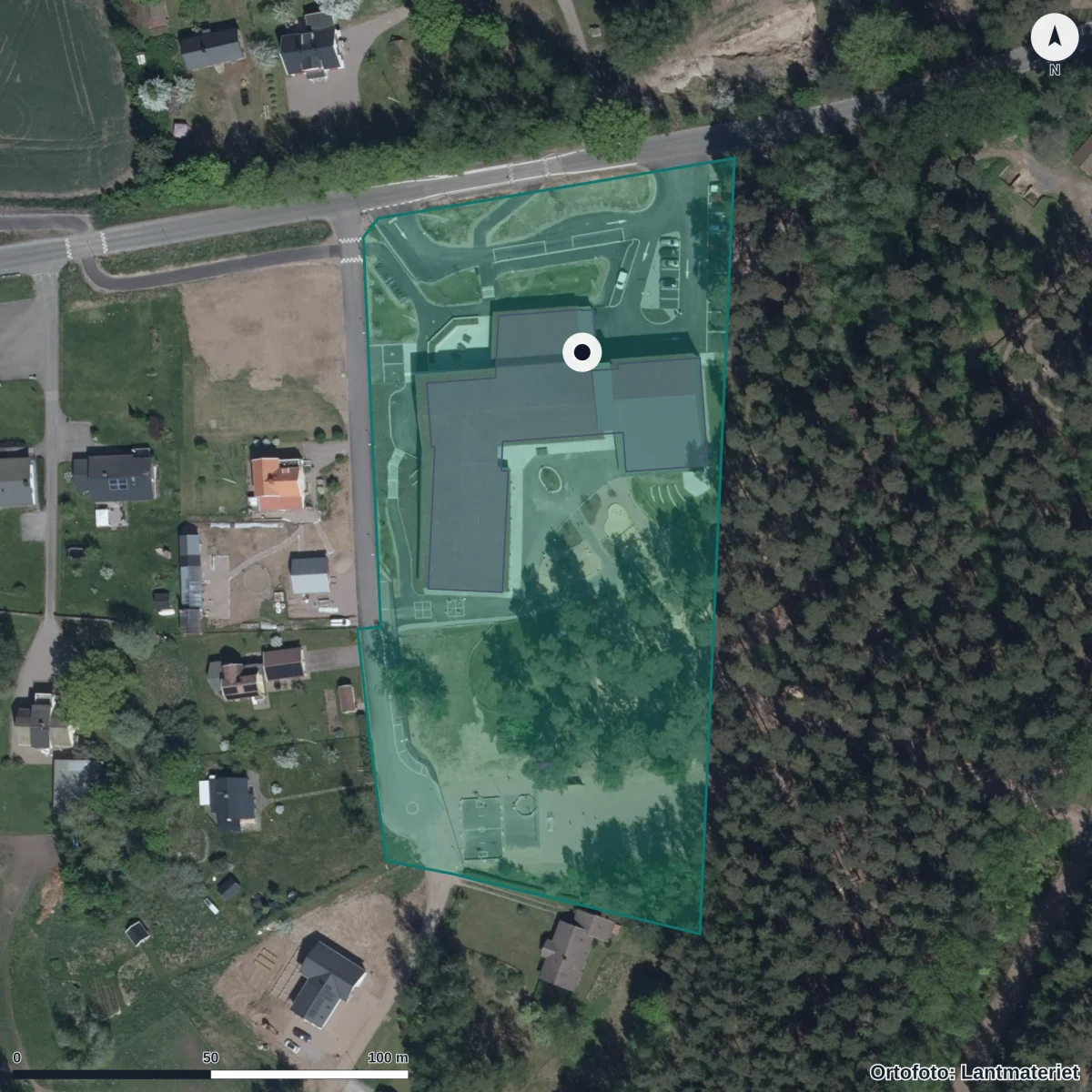 Aerial view of Ransbergs skola, orthophoto from Lantmäteriet