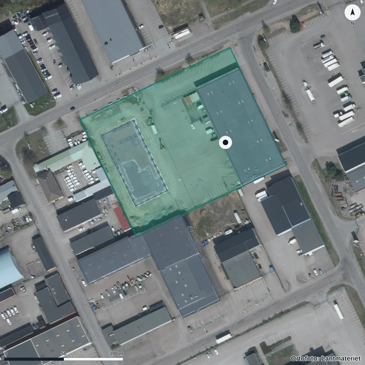 Flygbild över Resursskola Örsholmen, ortofoto från Lantmäteriet