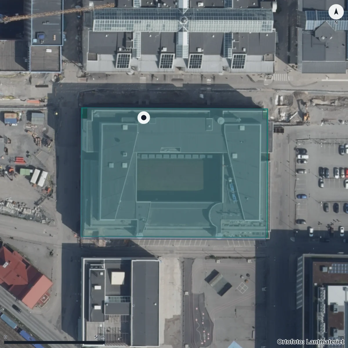 Aerial view of Yrkesgymnasiet Skarpnäck, orthophoto from Lantmäteriet