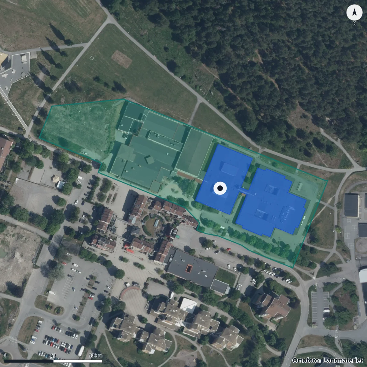 Aerial view of Broskolan, orthophoto from Lantmäteriet