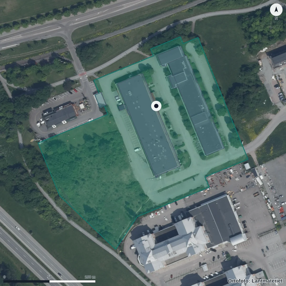Aerial view of Utbildnings- och jobbcenter 3, orthophoto from Lantmäteriet