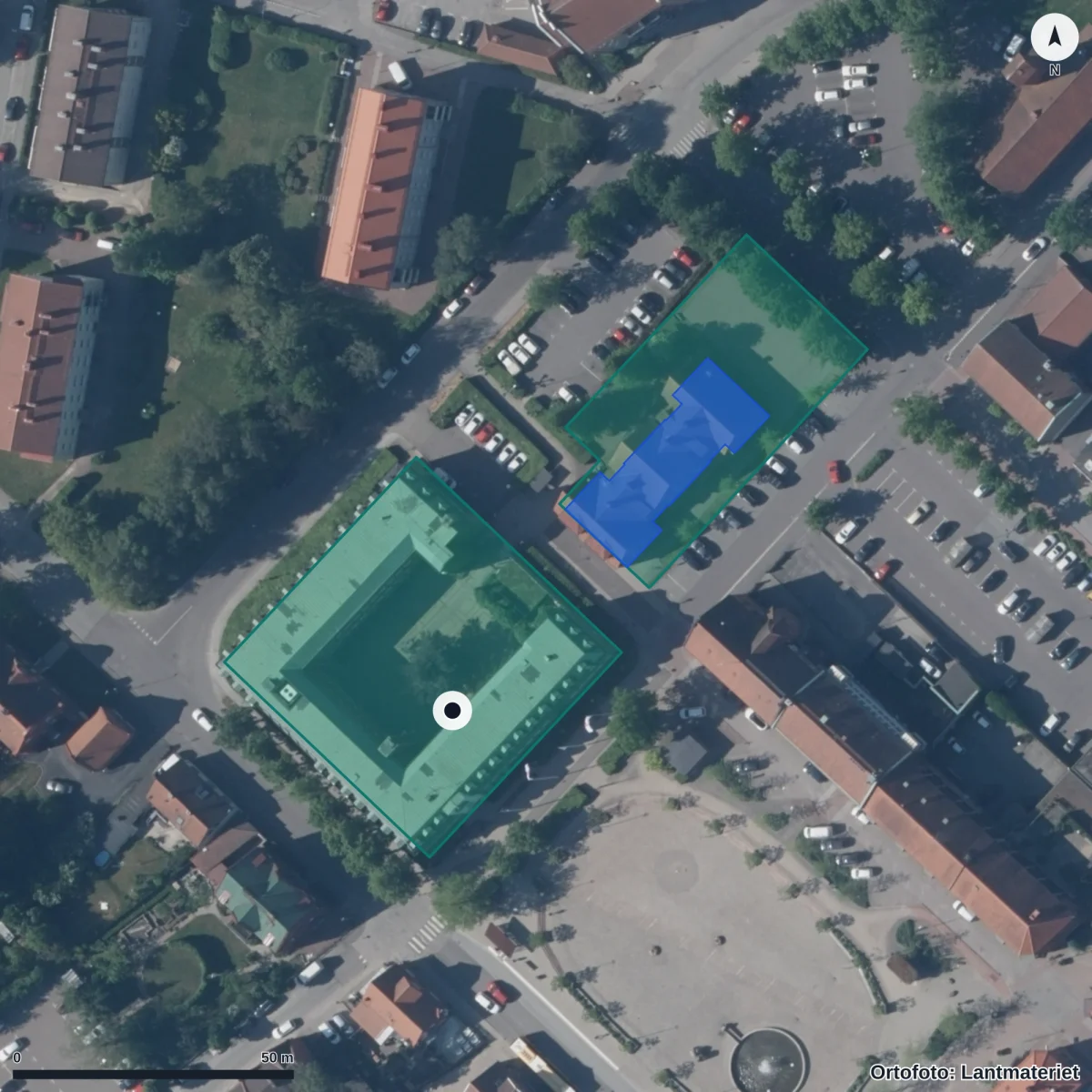 Flygbild över Central Insamlingsenhet, ortofoto från Lantmäteriet