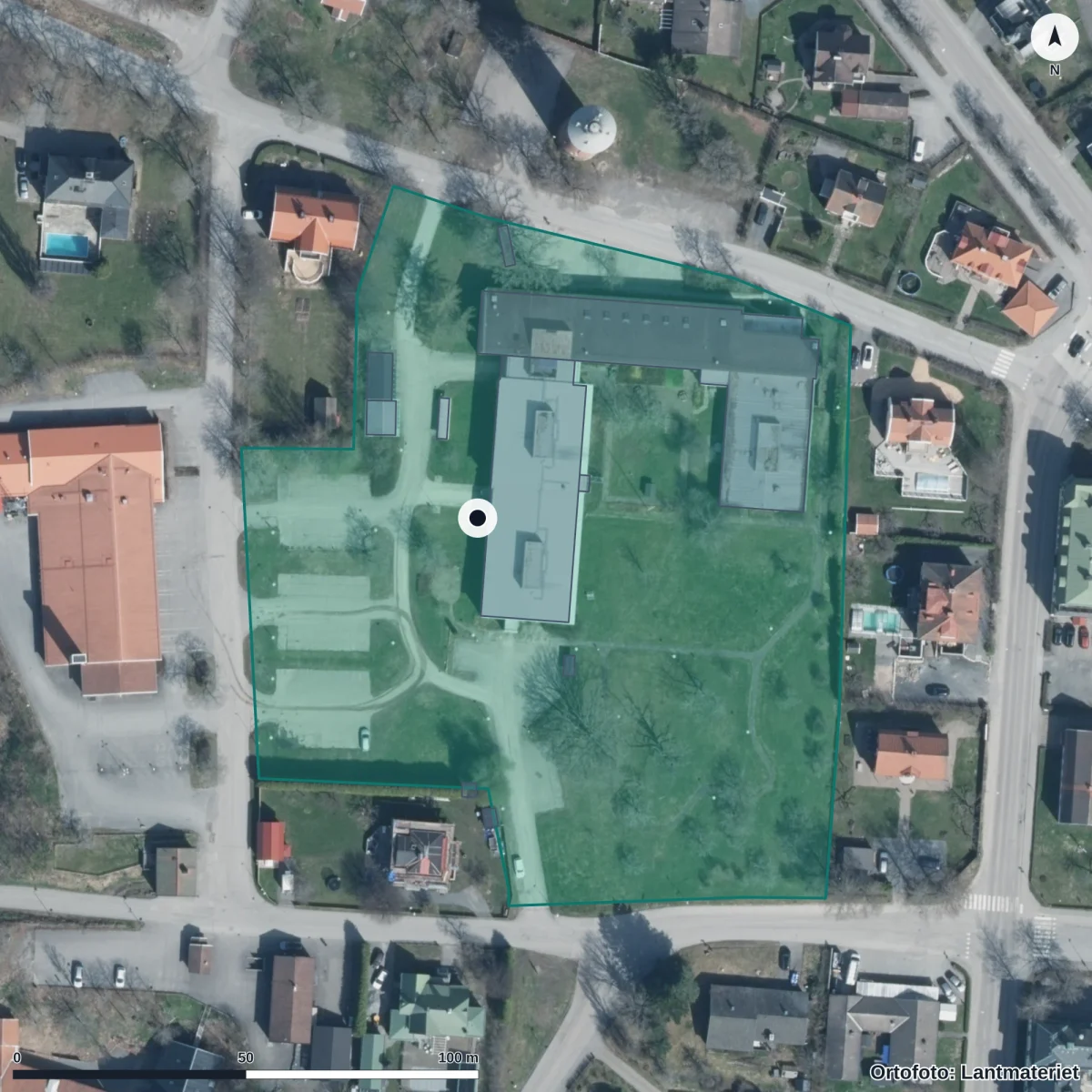Flygbild över Hjernet, ortofoto från Lantmäteriet