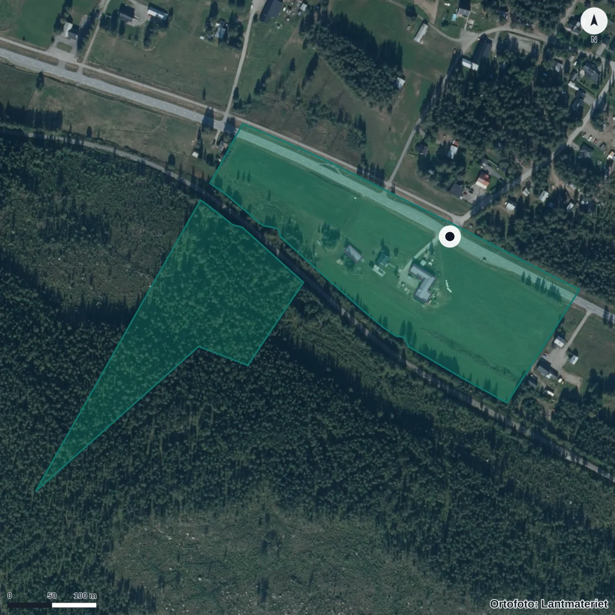 Aerial view of Umgransele skola, orthophoto from Lantmäteriet