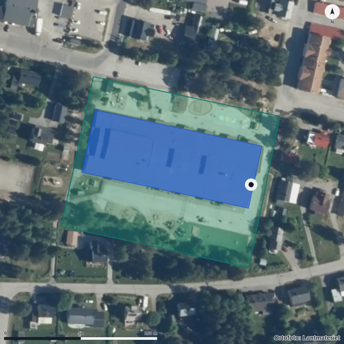 Aerial view of Västra skolan, orthophoto from Lantmäteriet