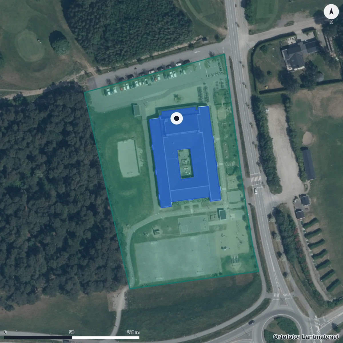 Aerial view of Noblaskolan Löddeköpinge, orthophoto from Lantmäteriet