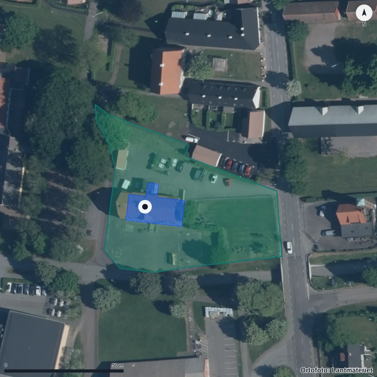 Aerial view of Corpore Byskola, orthophoto from Lantmäteriet