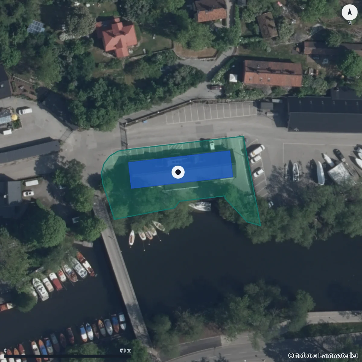 Aerial view of Sjömansskolan, orthophoto from Lantmäteriet