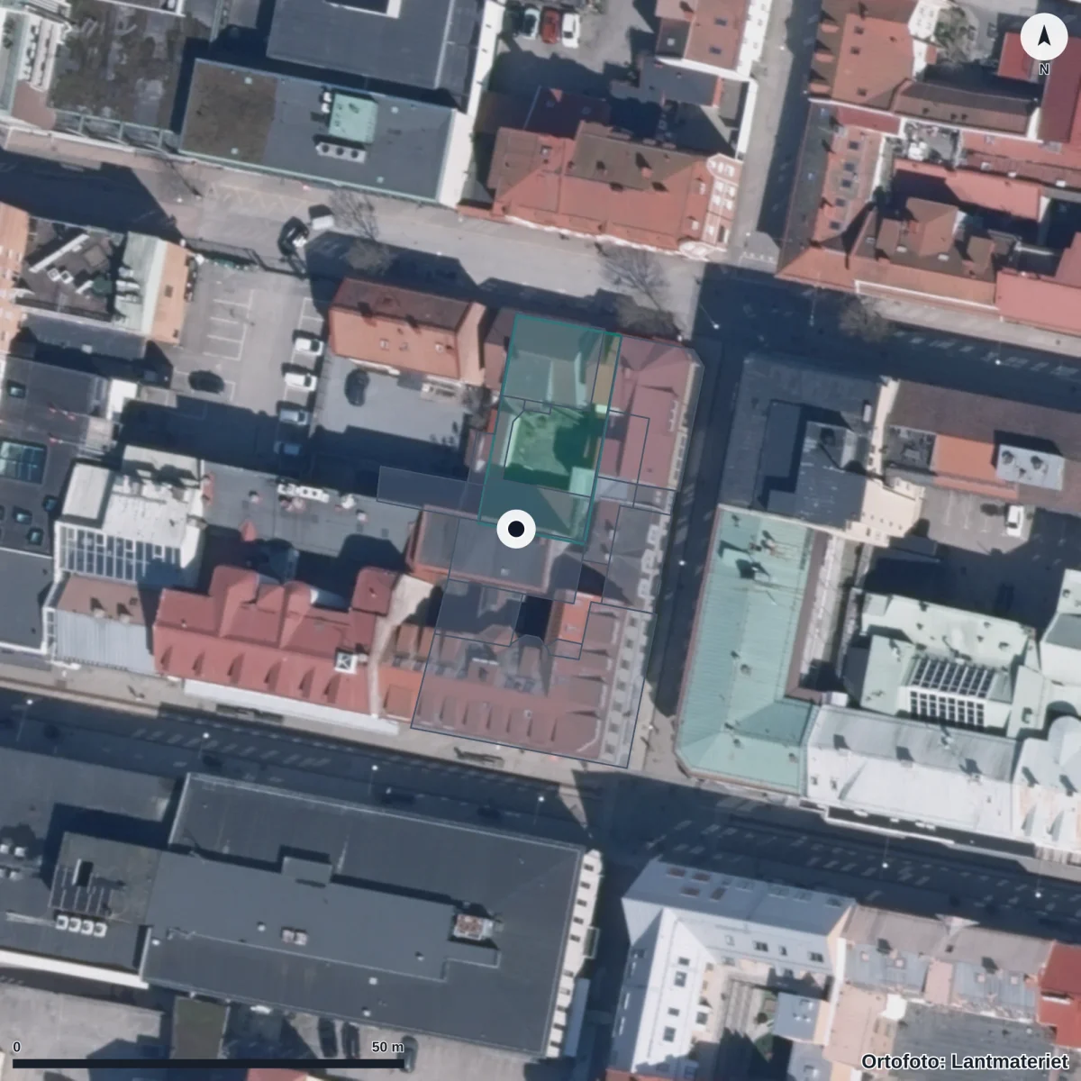 Aerial view of Bokenäs skola, orthophoto from Lantmäteriet