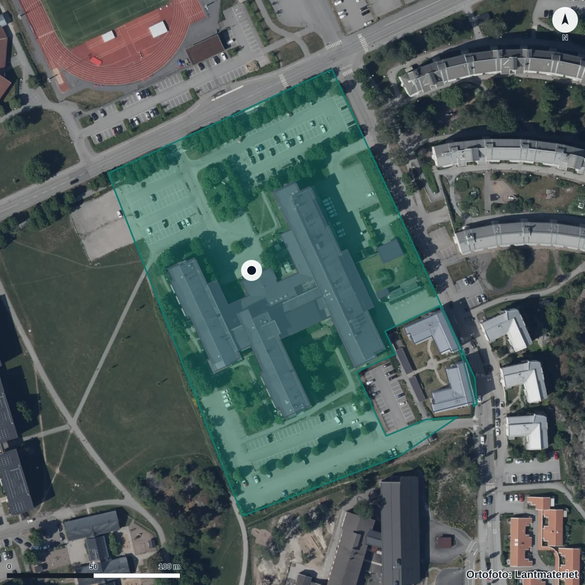 Aerial view of Modersmålsundervisningen, orthophoto from Lantmäteriet