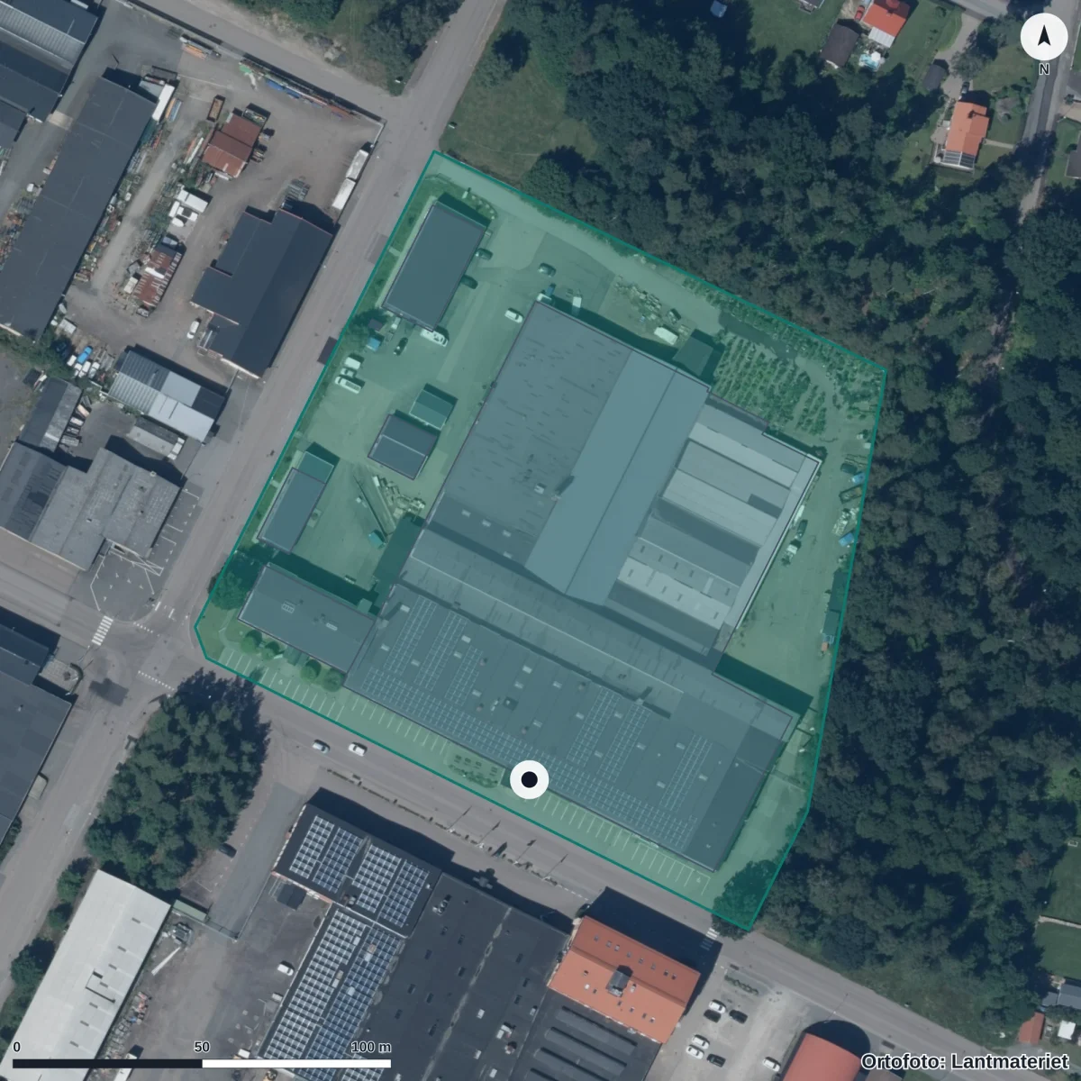 Flygbild över Lärcenter, vuxenutbildning, ortofoto från Lantmäteriet