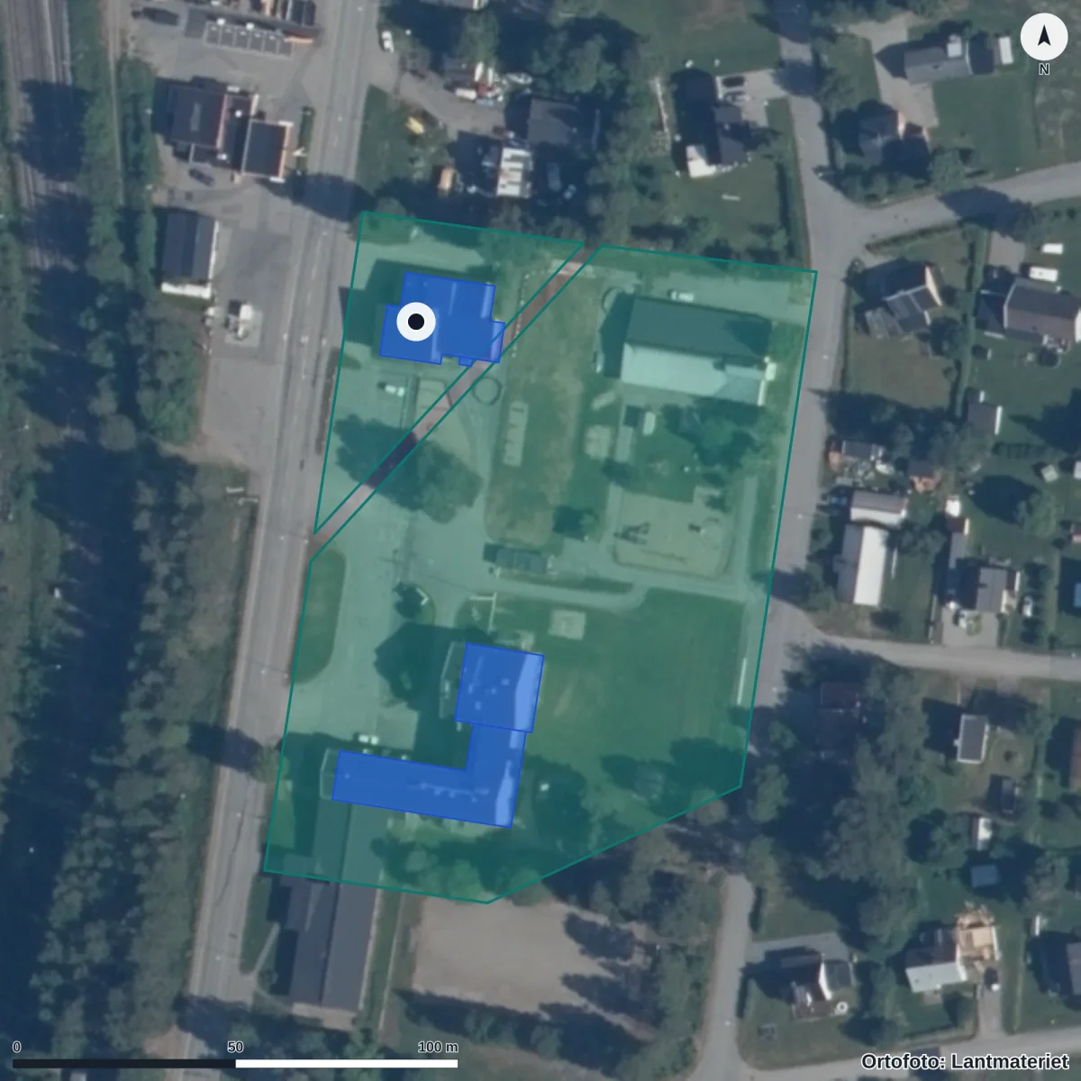 Aerial view of Centralskolan Hoting, orthophoto from Lantmäteriet