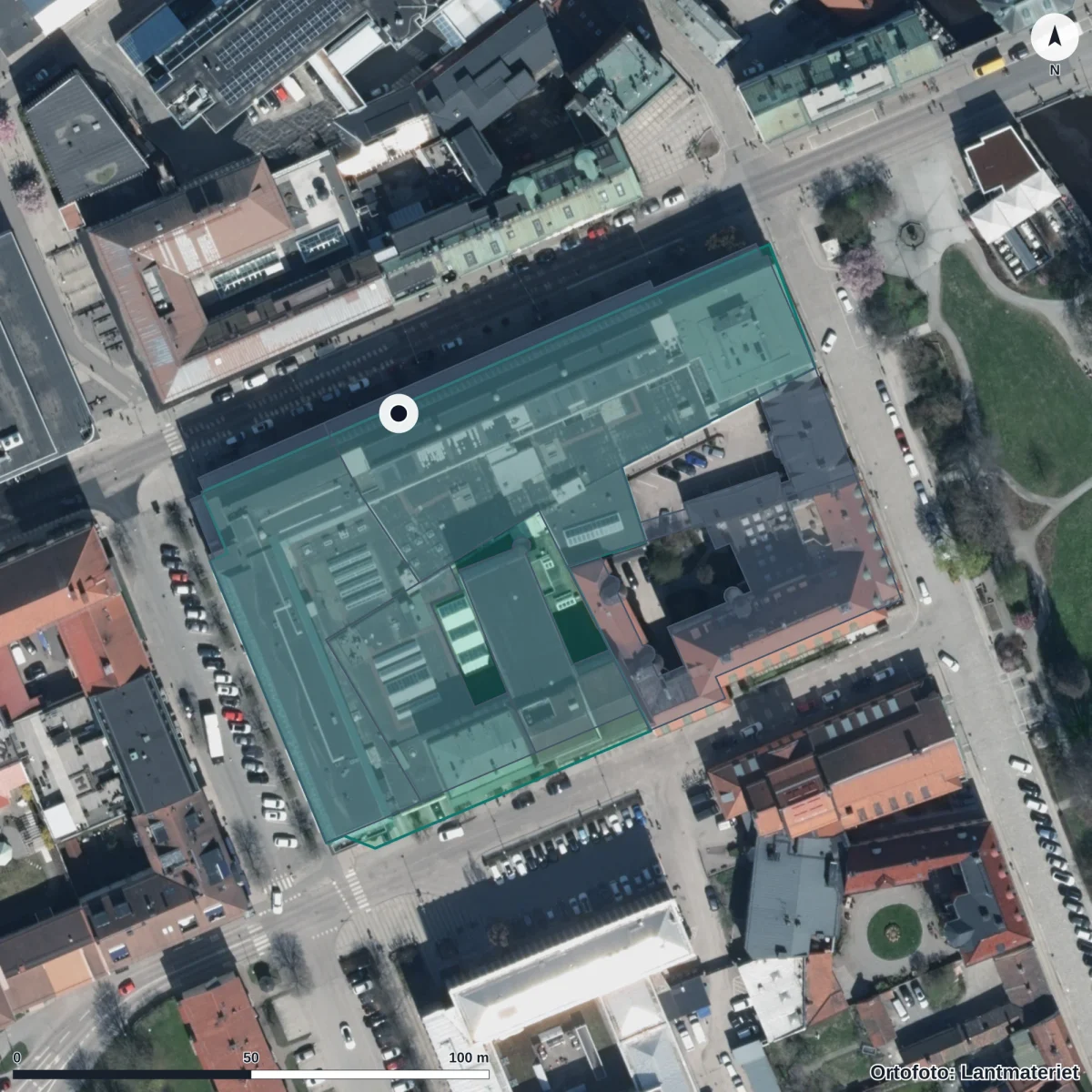 Aerial view of Vuxenutbildningscentrum, orthophoto from Lantmäteriet