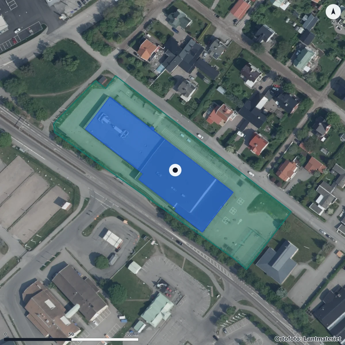 Flygbild över Kunskapsskolan Gävle, ortofoto från Lantmäteriet