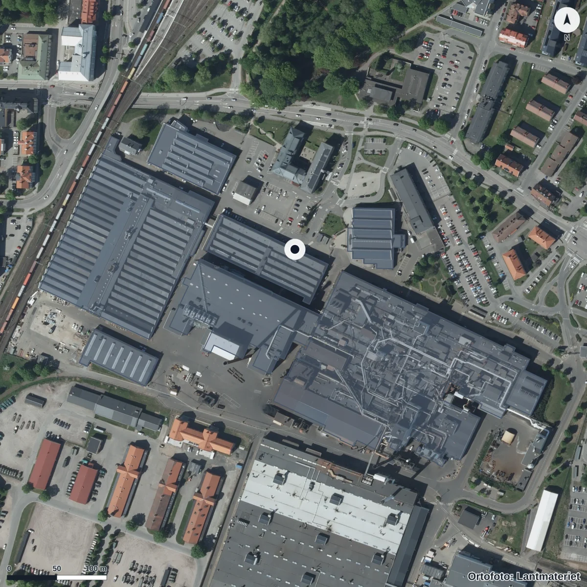 Aerial view of Volvogymnasiet, orthophoto from Lantmäteriet