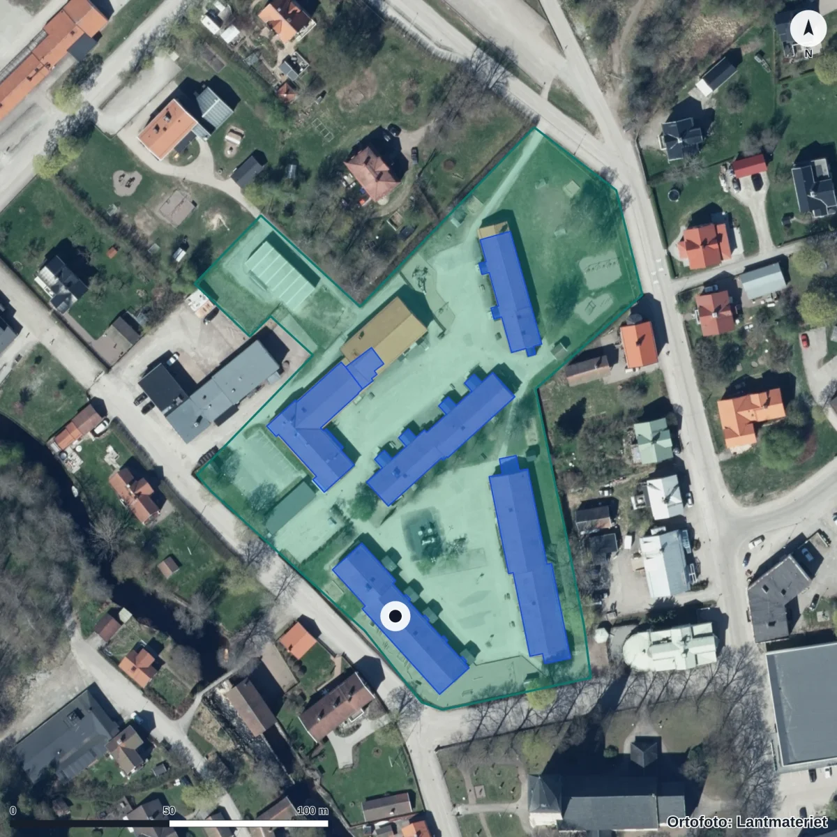 Aerial view of Engelbrektsskolan F-3, orthophoto from Lantmäteriet