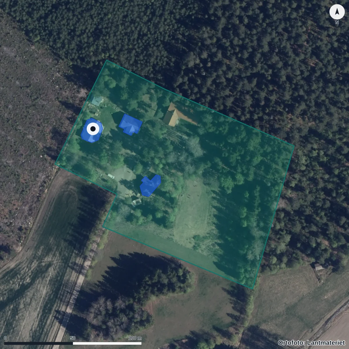 Aerial view of Skolföreningen Delsbo Waldorfskola, orthophoto from Lantmäteriet