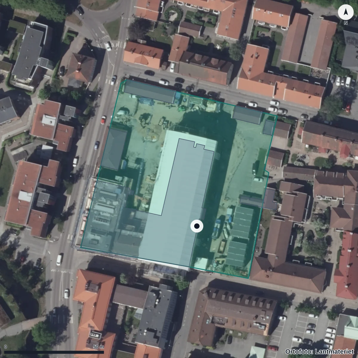 Flygbild över Alingsås kommun - central insamlingsenhet, ortofoto från Lantmäteriet