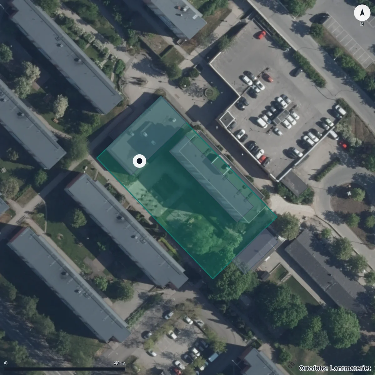 Aerial view of Kardemumma Anpassad Grundskola, orthophoto from Lantmäteriet