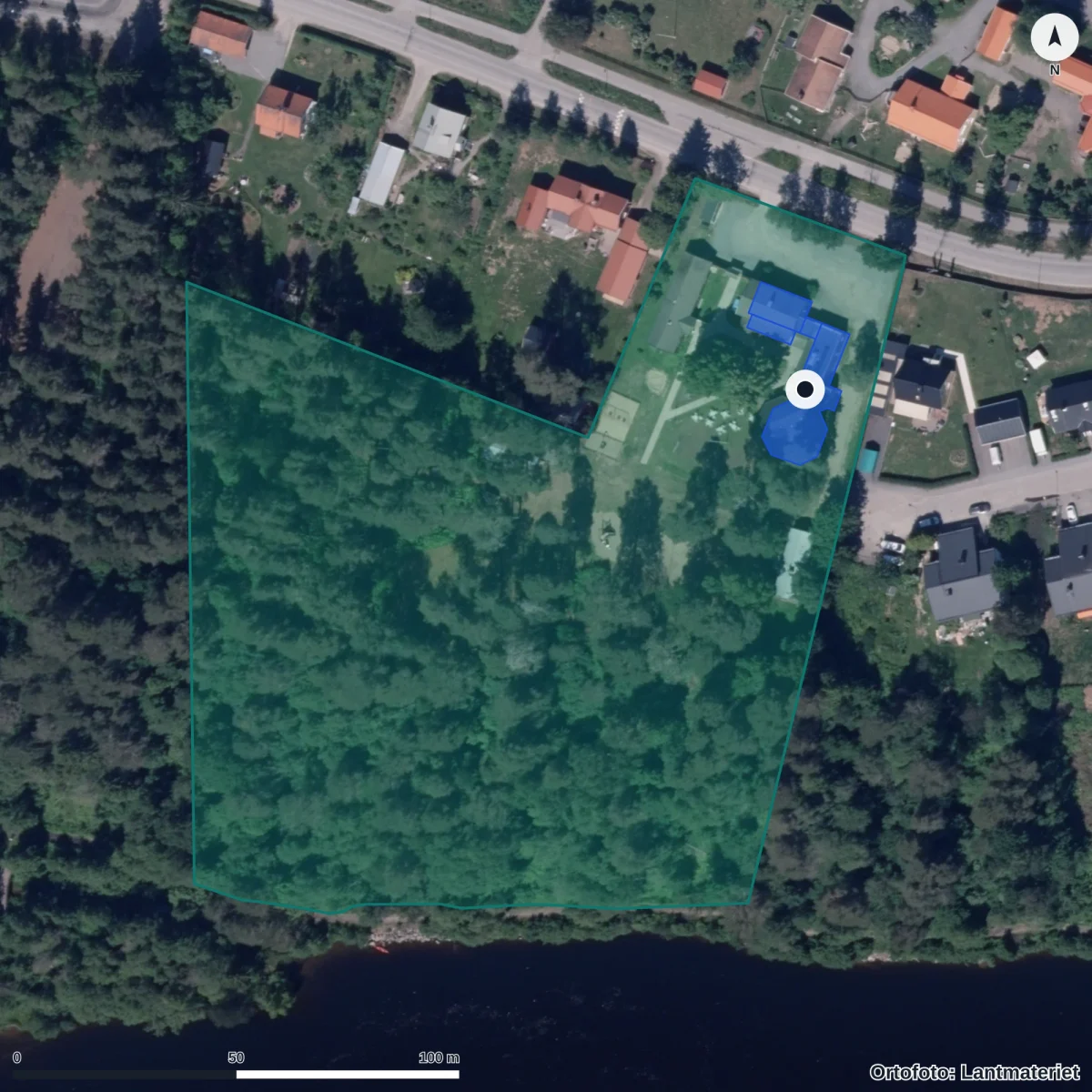 Aerial view of Mariaskolan, orthophoto from Lantmäteriet