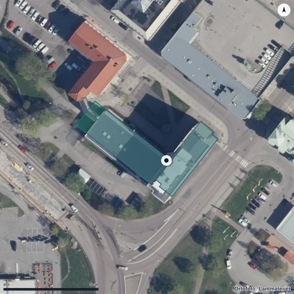 Flygbild över Central Insamlingsenhet, ortofoto från Lantmäteriet