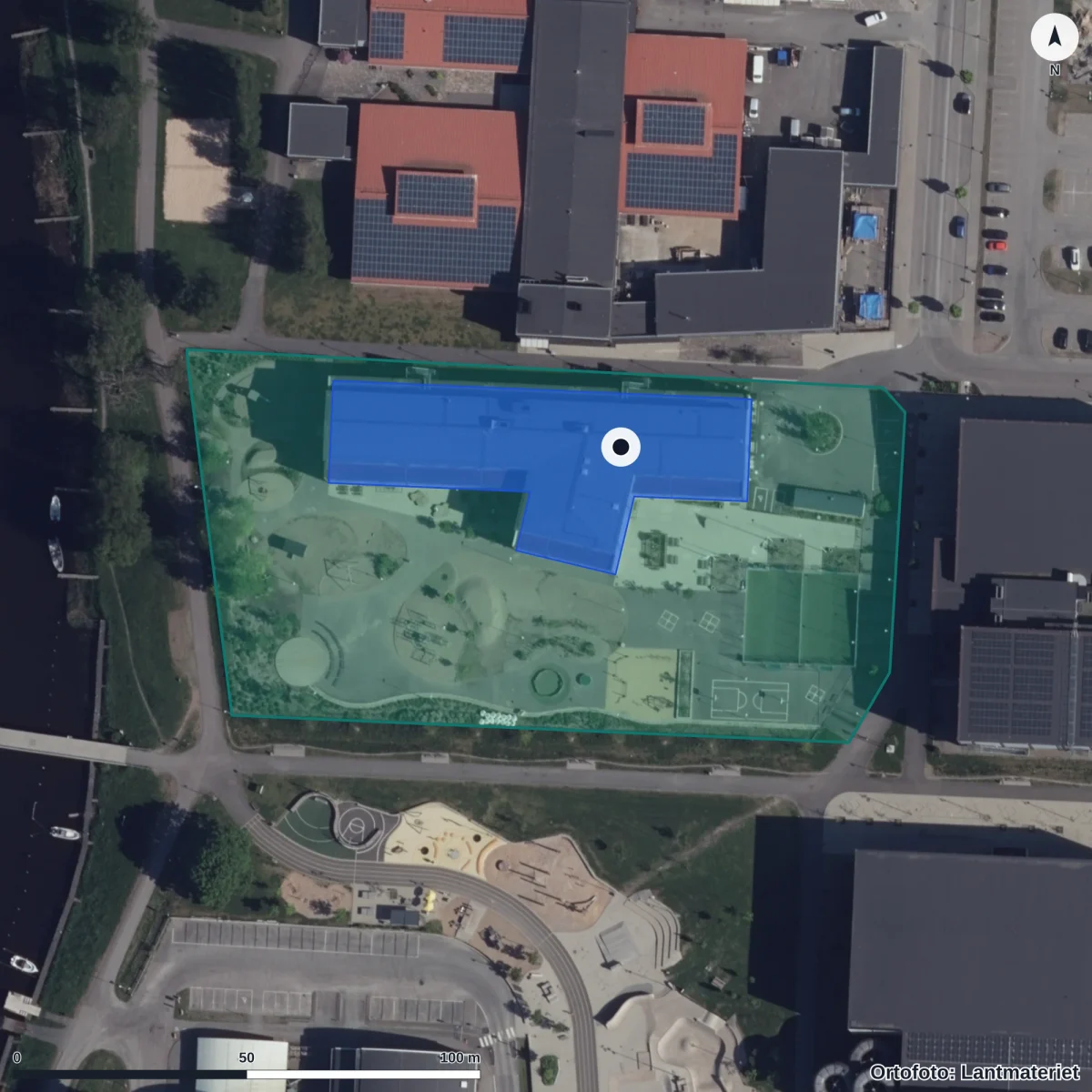 Aerial view of Internationella Engelska Skolan Kungsbacka, orthophoto from Lantmäteriet