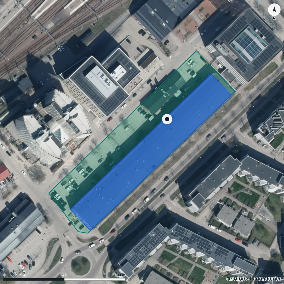 Aerial view of Realgymnasiet, orthophoto from Lantmäteriet