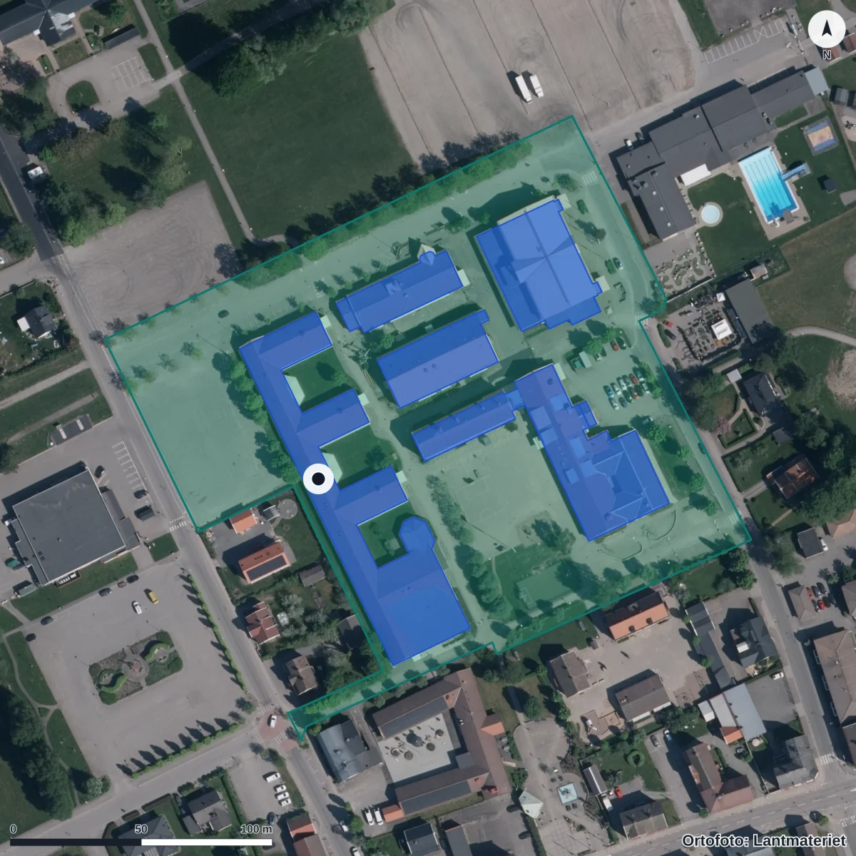 Aerial view of Nossebro skola 7-9, orthophoto from Lantmäteriet