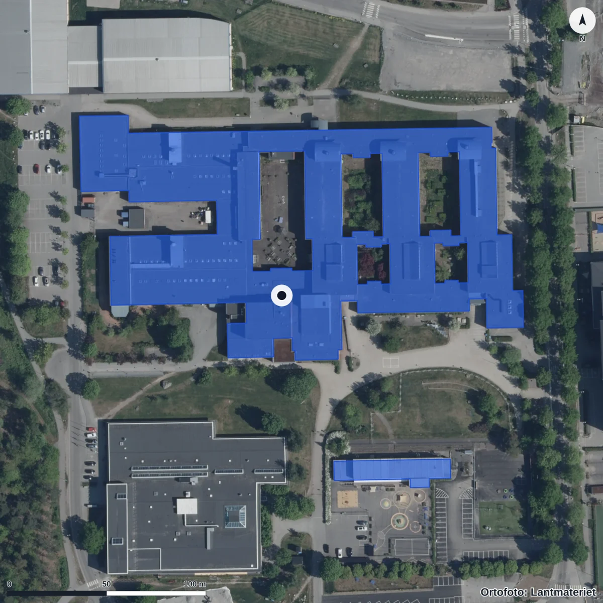 Flygbild över Rudbeck, ortofoto från Lantmäteriet