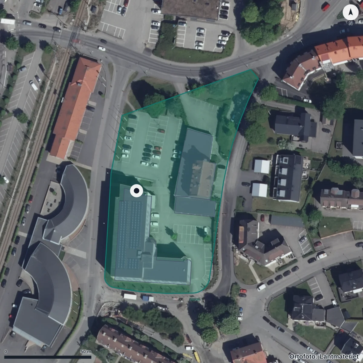 Flygbild över Central insamlingsenhet, ortofoto från Lantmäteriet