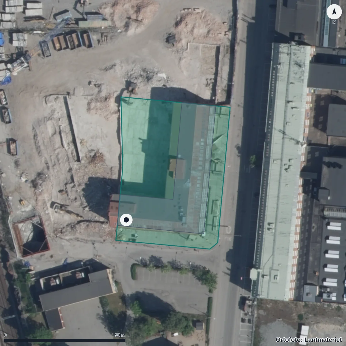 Aerial view of Solna Enskilda Skola, orthophoto from Lantmäteriet