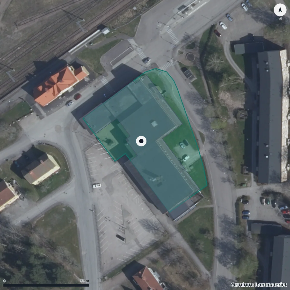 Aerial view of Vuxenutbildningen Storfors, orthophoto from Lantmäteriet