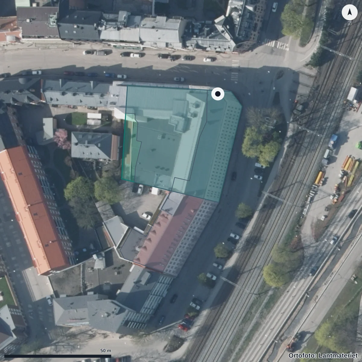Flygbild över Resursstöd, ortofoto från Lantmäteriet