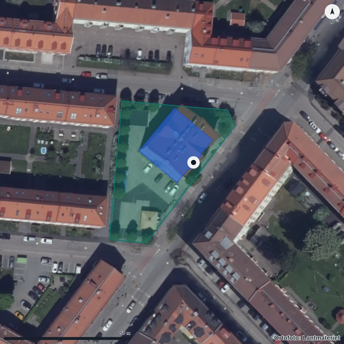 Aerial view of UBF Språkcentrum Göteborg, orthophoto from Lantmäteriet
