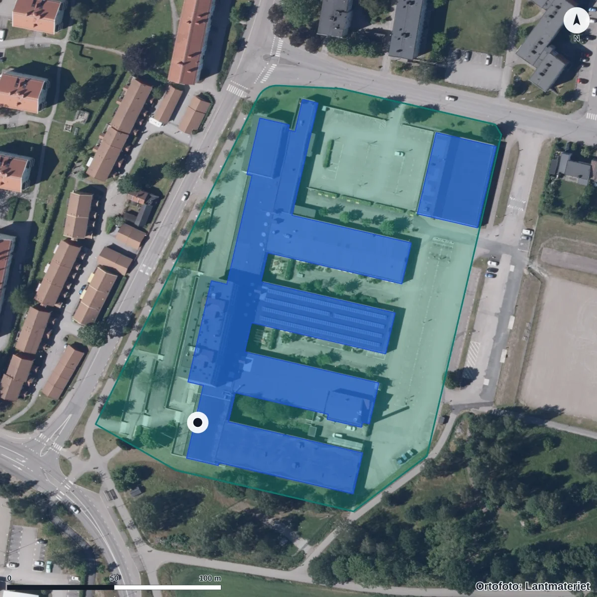Aerial view of Teknikum, orthophoto from Lantmäteriet