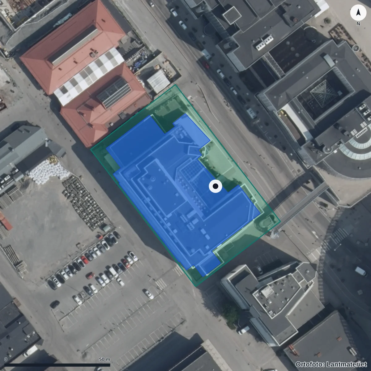 Aerial view of Sthlm hotell & restaurangsk, orthophoto from Lantmäteriet