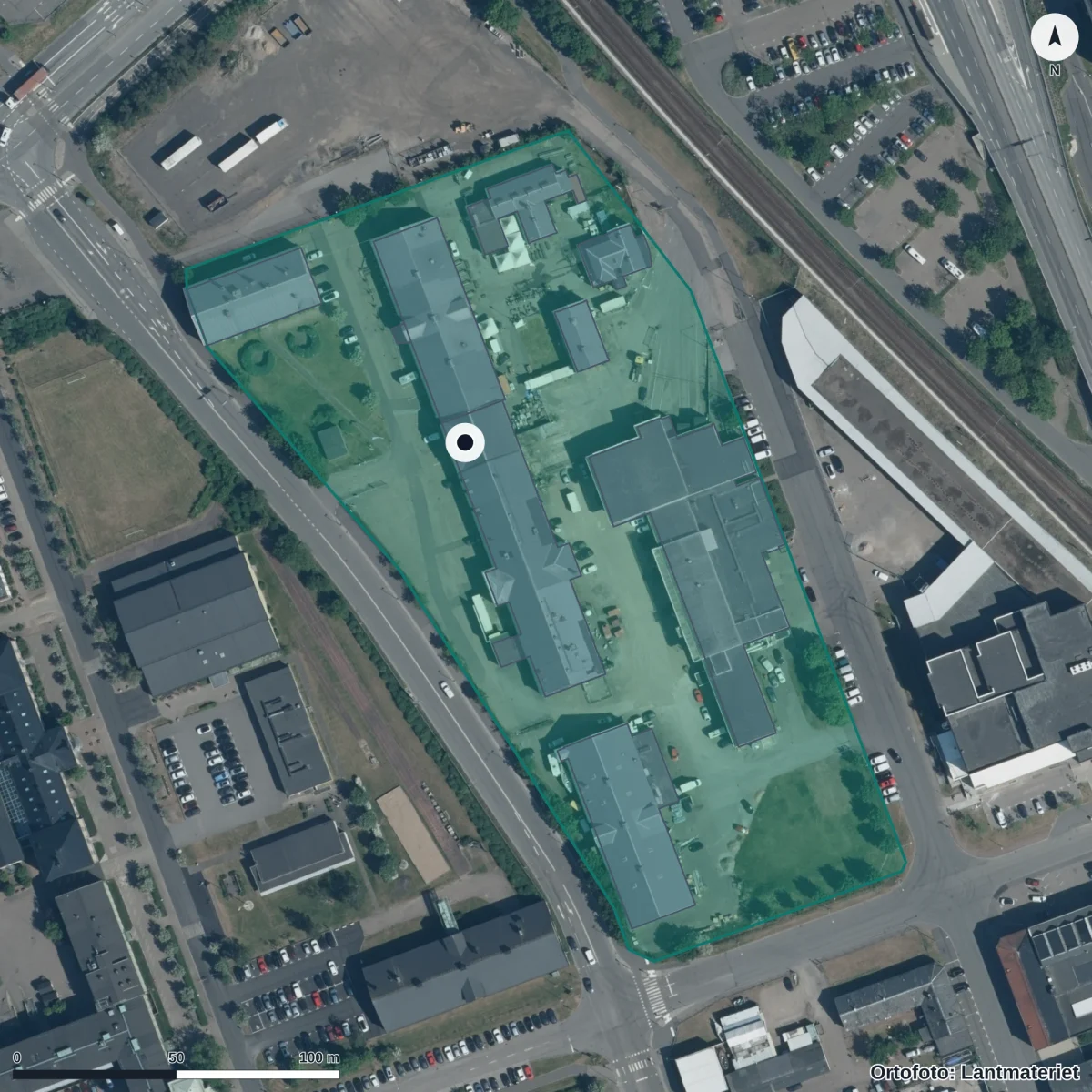 Flygbild över JENSEN grundskola Helsingborg, ortofoto från Lantmäteriet