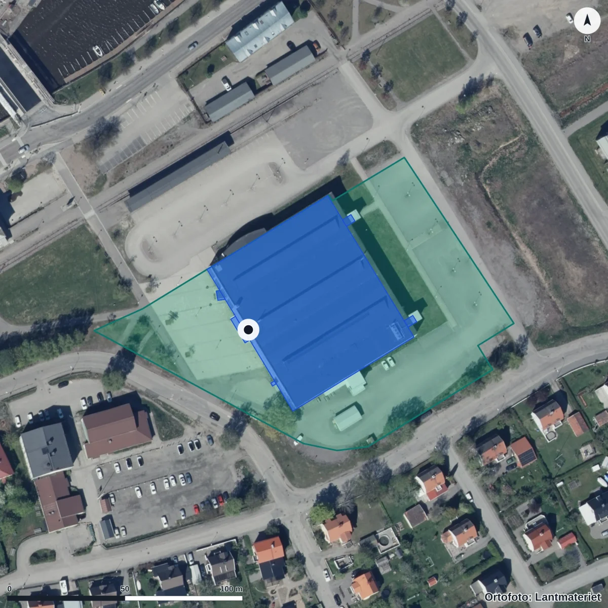 Aerial view of CFL Söderhamn, orthophoto from Lantmäteriet
