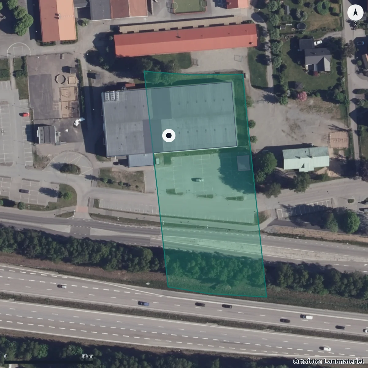Aerial view of Landvetterskolan, orthophoto from Lantmäteriet